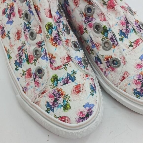 Blowfish Slip-On Sneakers Girls Size 5 Floral Distressed Canvas Shoes No Laces - Picture 2 of 8